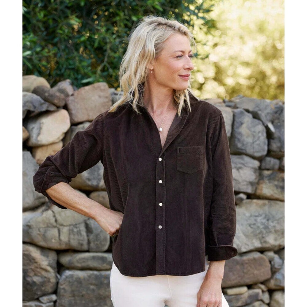 Frank & Eileen Barry Shirt in Corduroy Espresso Size Small Relaxed Button Down